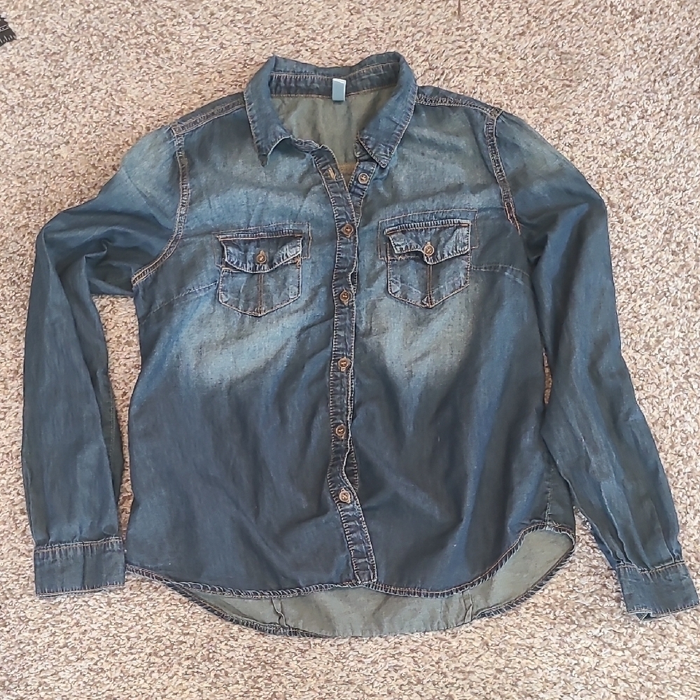 Xhilaration Blue Denim Shirt